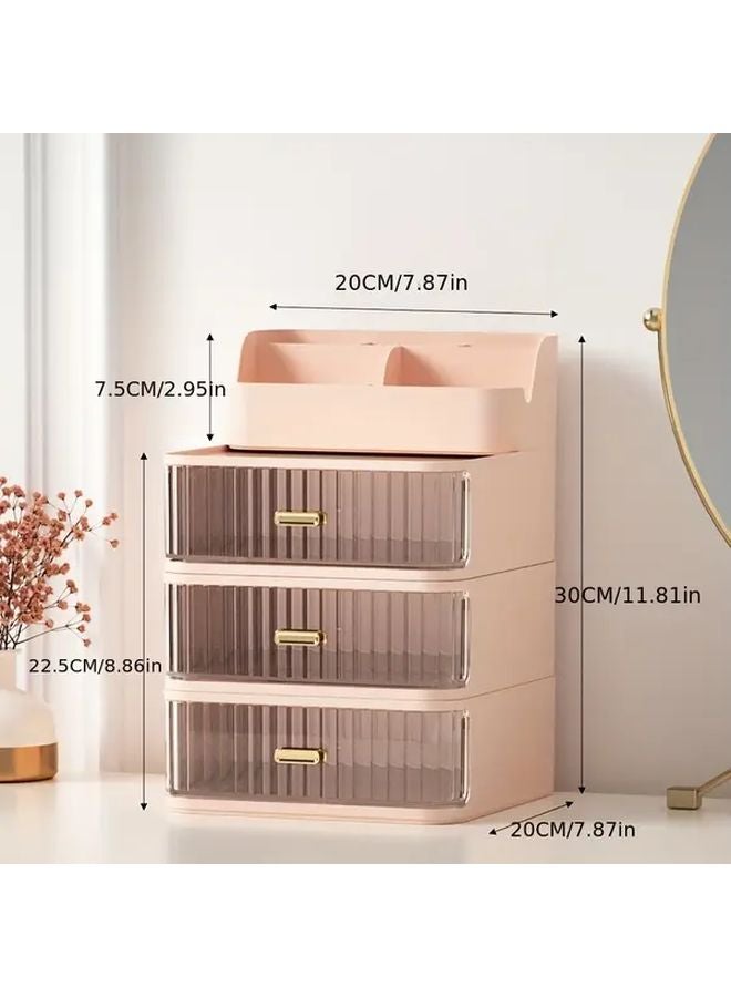 White Small Makeup Organizer Box with Drawer Adjustable Compartments Jewelry Earring Rack - Image 3